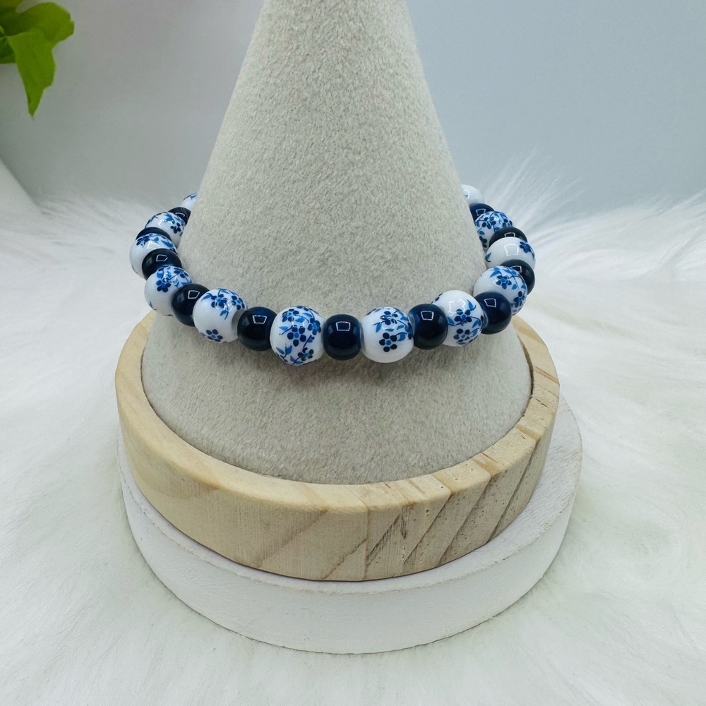 Ceramic Floral mix Beaded Stretch Bracelet